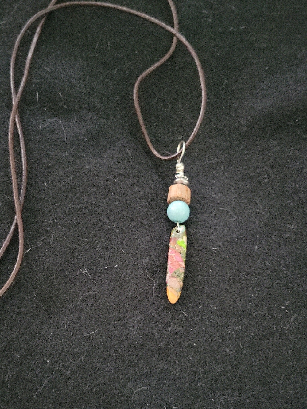 Source Unknown Turquoise & Multicolor Stone Pendant Necklace